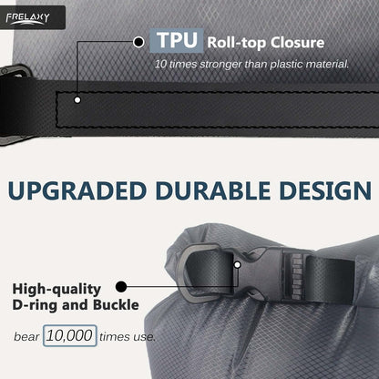 Frelaxy Waterproof Dry Bag 2 Pack/3 Pack, Lightweight Portable Dry Bags, 5L & 15L & 25L Durable Dry Sack Set Keep Gear Dry for Hiking, Camping, Boating, Backpacking, Kayaking (3 Pack - Gray)