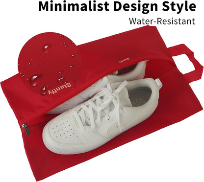 6pcs Portable Shoe Organizer, Travel Pouches with Zipper, Golf Shoe Bags, Clothes Bags, Soccer Cleats Bag Shoe Pouch for Gym, Waterproof, Odor-Resistant (Red)