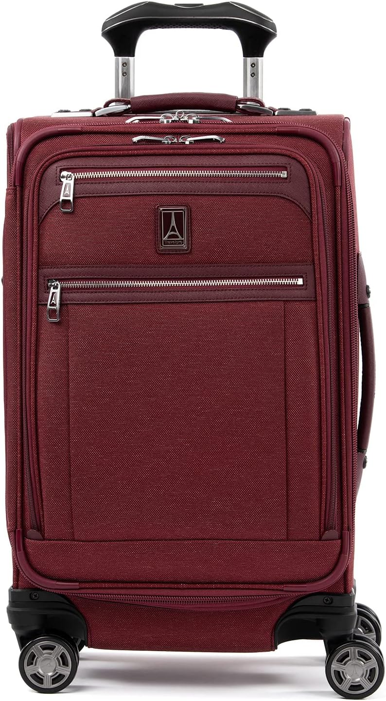 Travelpro Platinum Elite Softside Expandable Carry on Luggage, 8 Wheel Spinner Suitcase, USB Port, Suiter, Men and Women, Bordeaux Red, Carry On 21-Inch