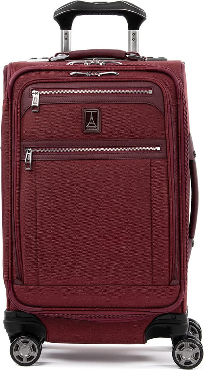 Travelpro Platinum Elite Softside Expandable Carry on Luggage, 8 Wheel Spinner Suitcase, USB Port, Suiter, Men and Women, Bordeaux Red, Carry On 21-Inch