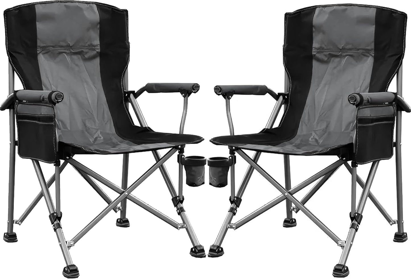 Camping Chair for Adults Heavy Duty Outdoor Patio Lawn Chairs Portable Support 350 LBS High Back Padded Oxford with Armrests, Storage Bag, Cup Holder, for Outside Fishing, Camping, Foldable