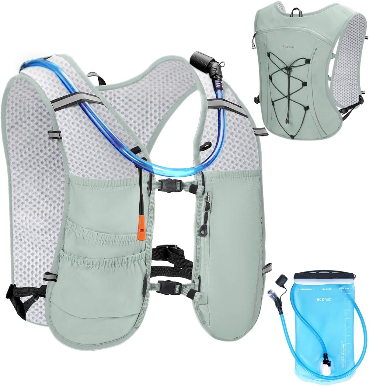 ECOHUB Running Hydration Vest Backpack,Lightweight Breathable Pack with 2L Water Bladder Bag Daypack for Hiking Trail Running Cycling Race Marathon for Women Men