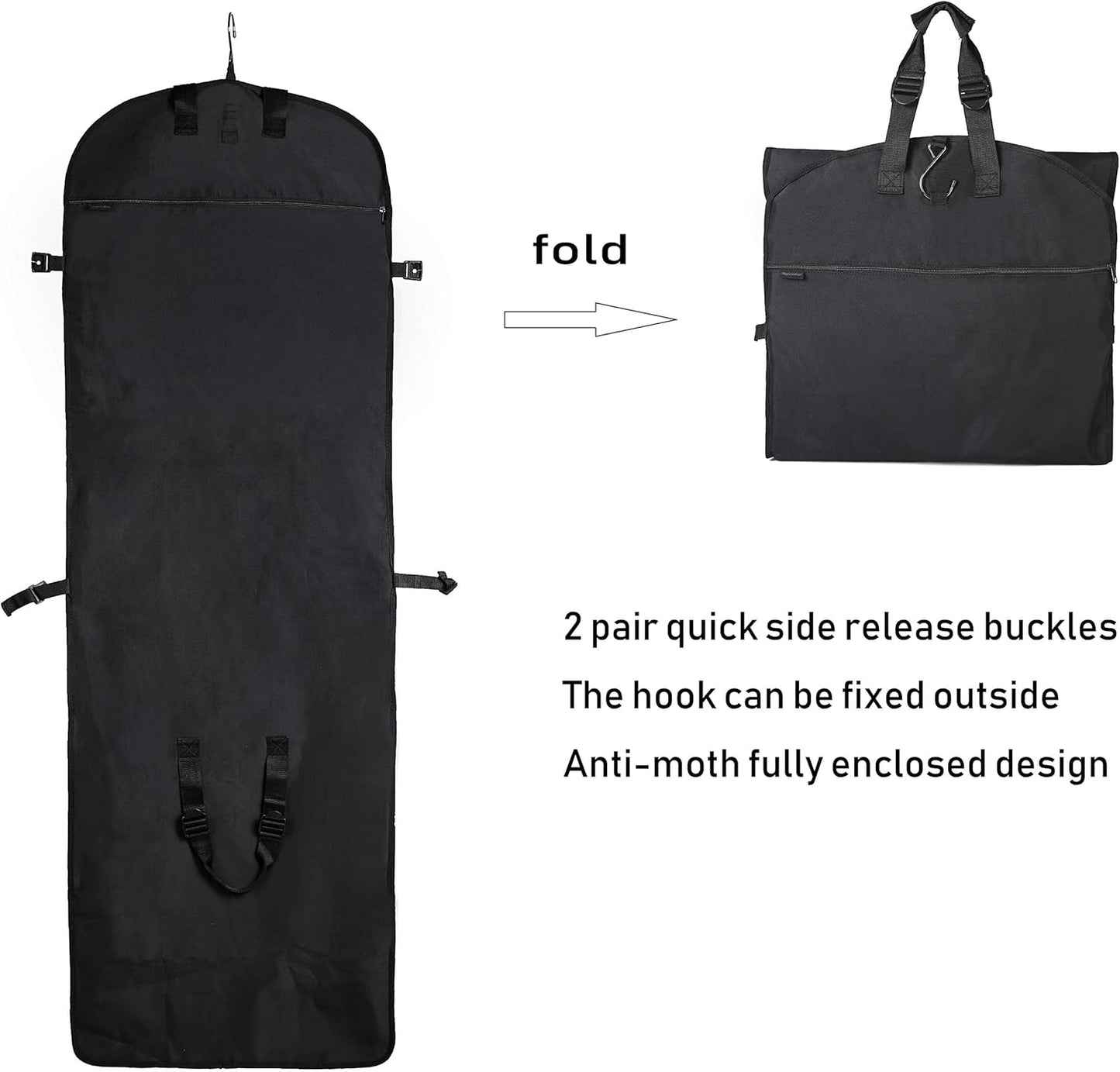 72" Tri-Fold Wedding Garment Bag for Long Dress & Gown,Hanging Travel Carry on Storage bag for Men Women