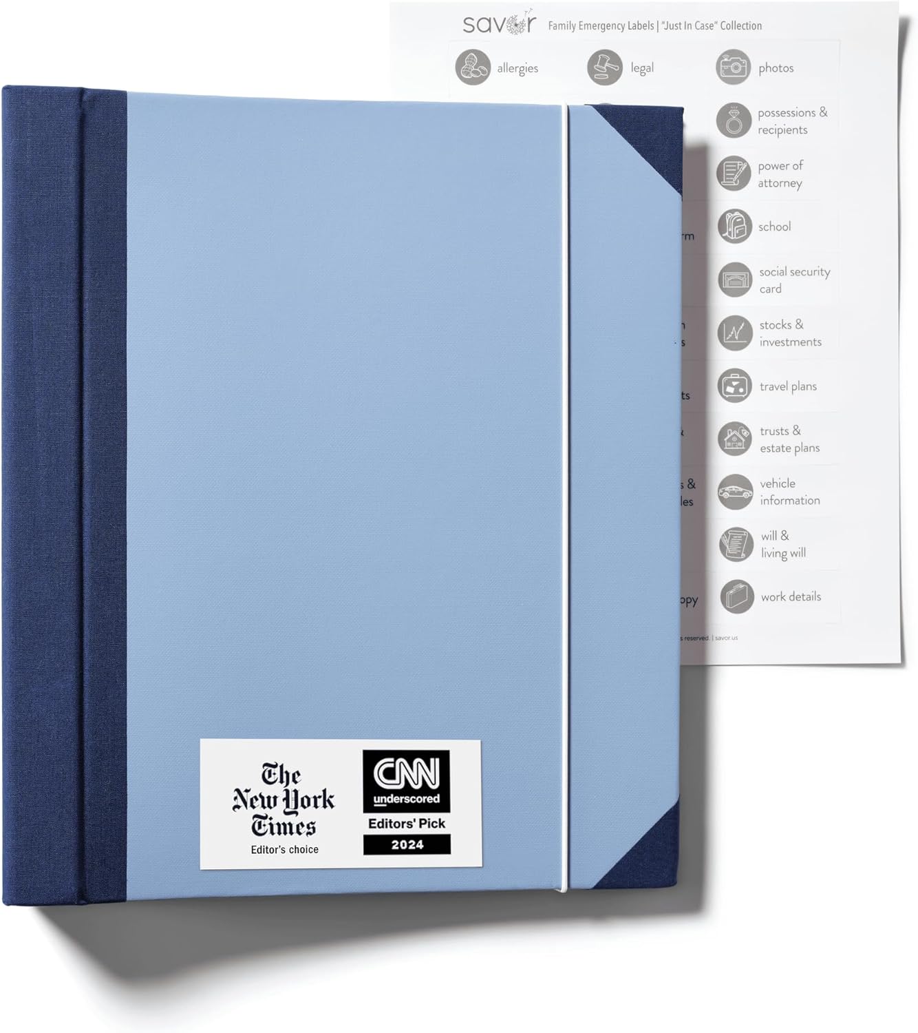 Savor | 2025 Edition The Folio™ Document Organizer | Custom Dyed Cloth-Bound Expanding File for Important Papers, Passports, Birth Certificates & More | Ideal for Home Organization & Graduation Gift
