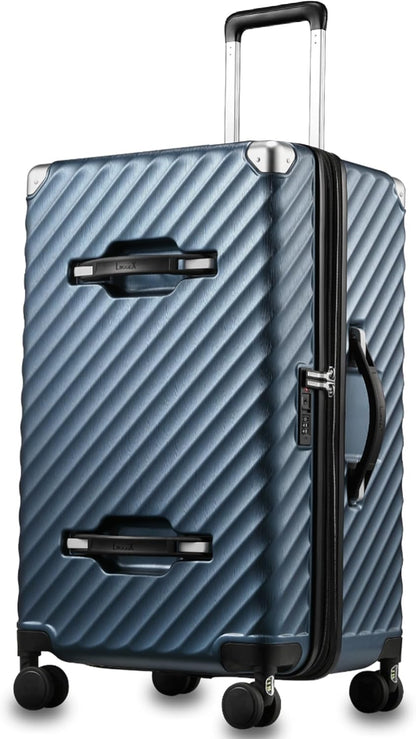 Trunk Luggage, Expandable PC Hard Shell Large Checked 28 Inch Suitcase with Shock - Absorbing Wheels & TSA Lock, Blue, 91L - 105L