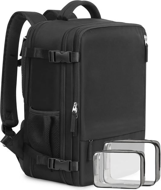 Beraliy Travel Backpack for Men Women, Carry On Backpack, 16 Inch Laptop Backpack, Waterproof School Backpack, Casual Outdoor Daypack College Bag, Black