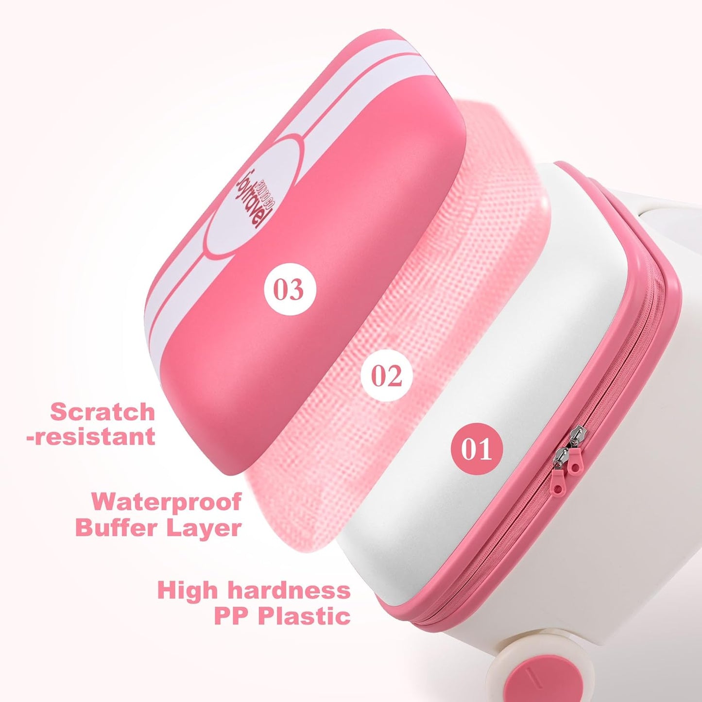 Kids Ride-on Luggage with Spinner Wheels Suitcase, Kid's Ride-On Suitcase Help Your Child Relax, Carry On Trolley Luggage (lightpink)