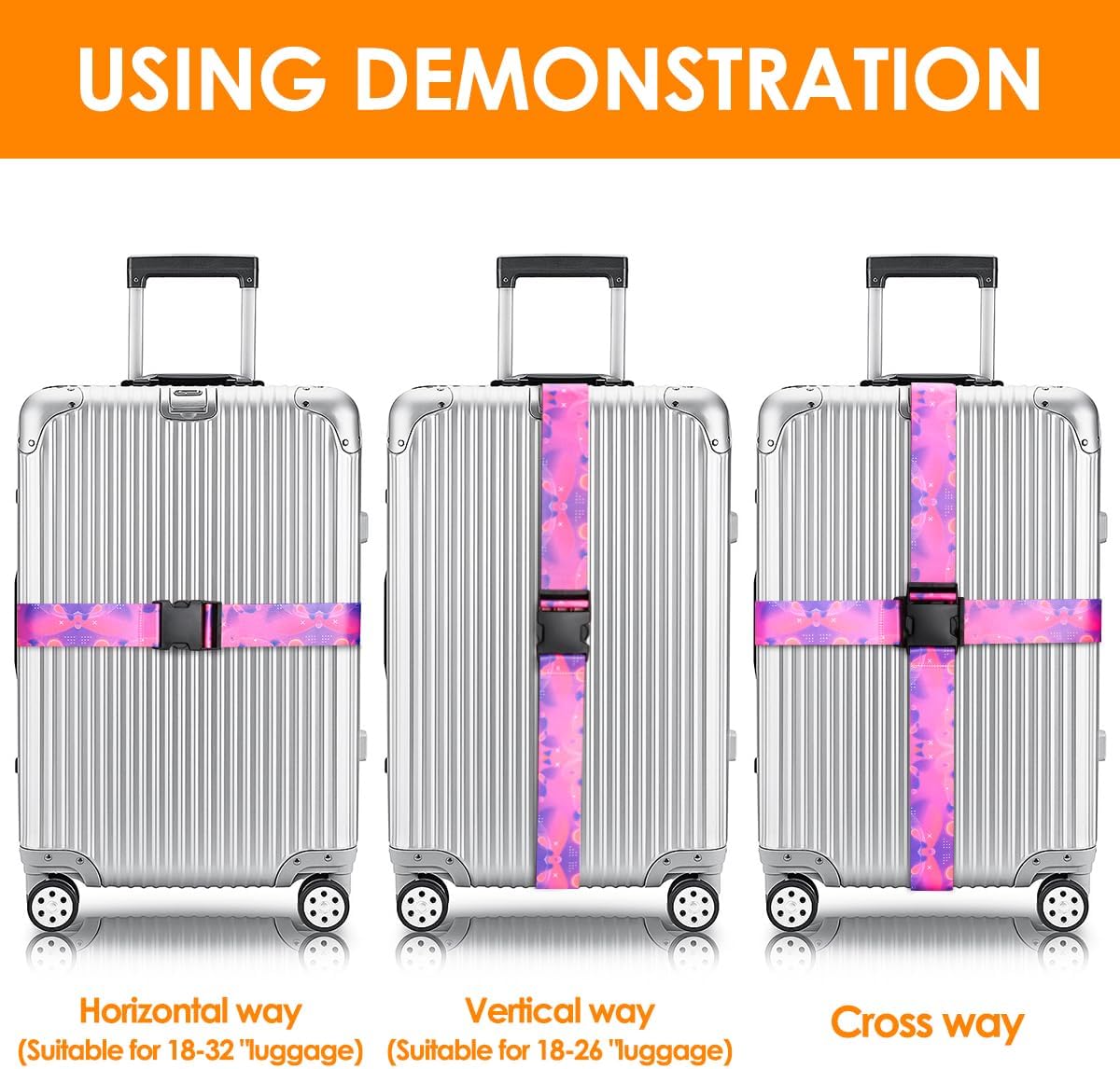 Adjustable Travel Luggage Strap Suitcase Belt Travel Bag Accessories 1.96 in W x 6.23 ft L