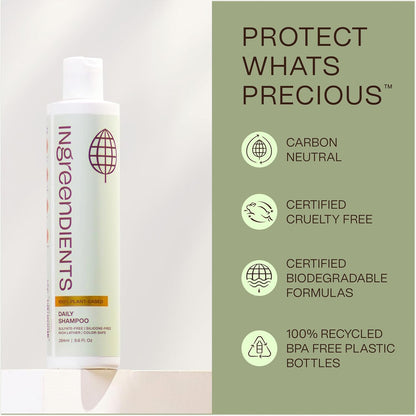 Non Toxic Vegan Shampoo with Organic Ingredients, Apple Cider Vinegar & Tea Tree Oil - Sulfate Free, Color Safe, Paraben Free, Gluten Free, Cruelty Free, pH Balanced