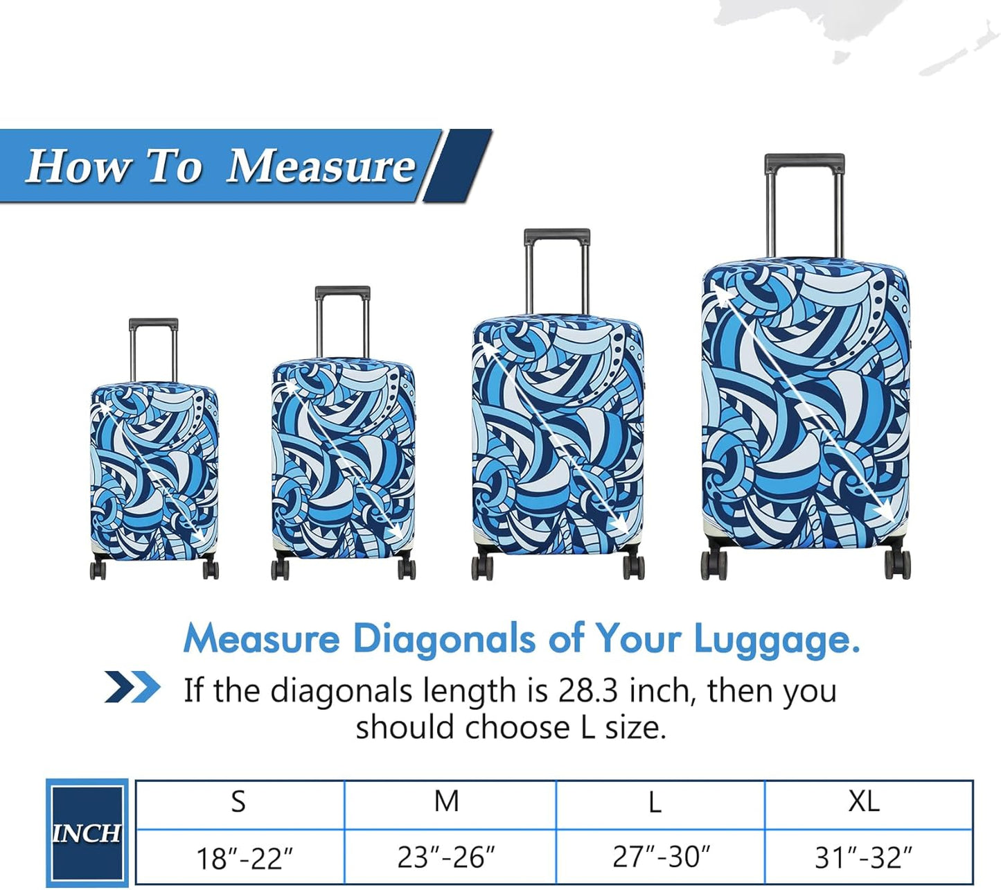 HYPER VENTURE Washable Luggage Cover - Fashion Suitcase Protector Fits 18-22 Inch Luggage (Cockle Stairs, S)