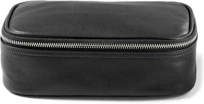 Leatherology Black Onyx Medium Travel Organizer - Zipped mesh storage pocket, elastic loops for organization, metal zipper with leather pull