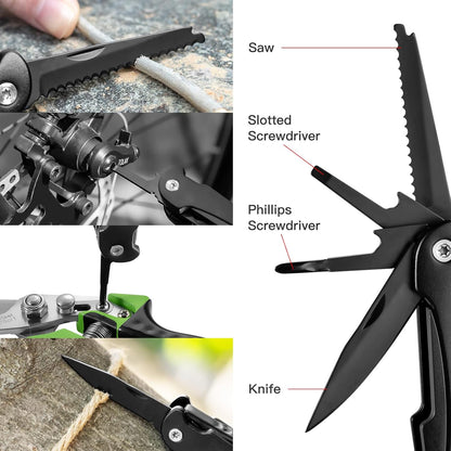 14 IN 1 Multitool Pliers with Pocket Clip, Portable Multi Tool, Pocket Knife Camping Multitool, Needle Nose Pliers with Replaceable Wire Cutters, Screwdrivers, Saw - Gifts for Men, Dad, Husband