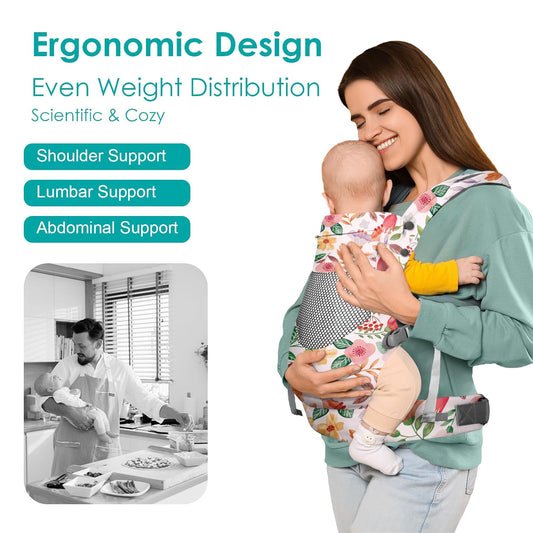 Newborn Baby Front Carrier Backpack, Toddler Baby Body Carrier, 7-66 Lbs Ergonomic Design, Lumbar Support, Lightweight