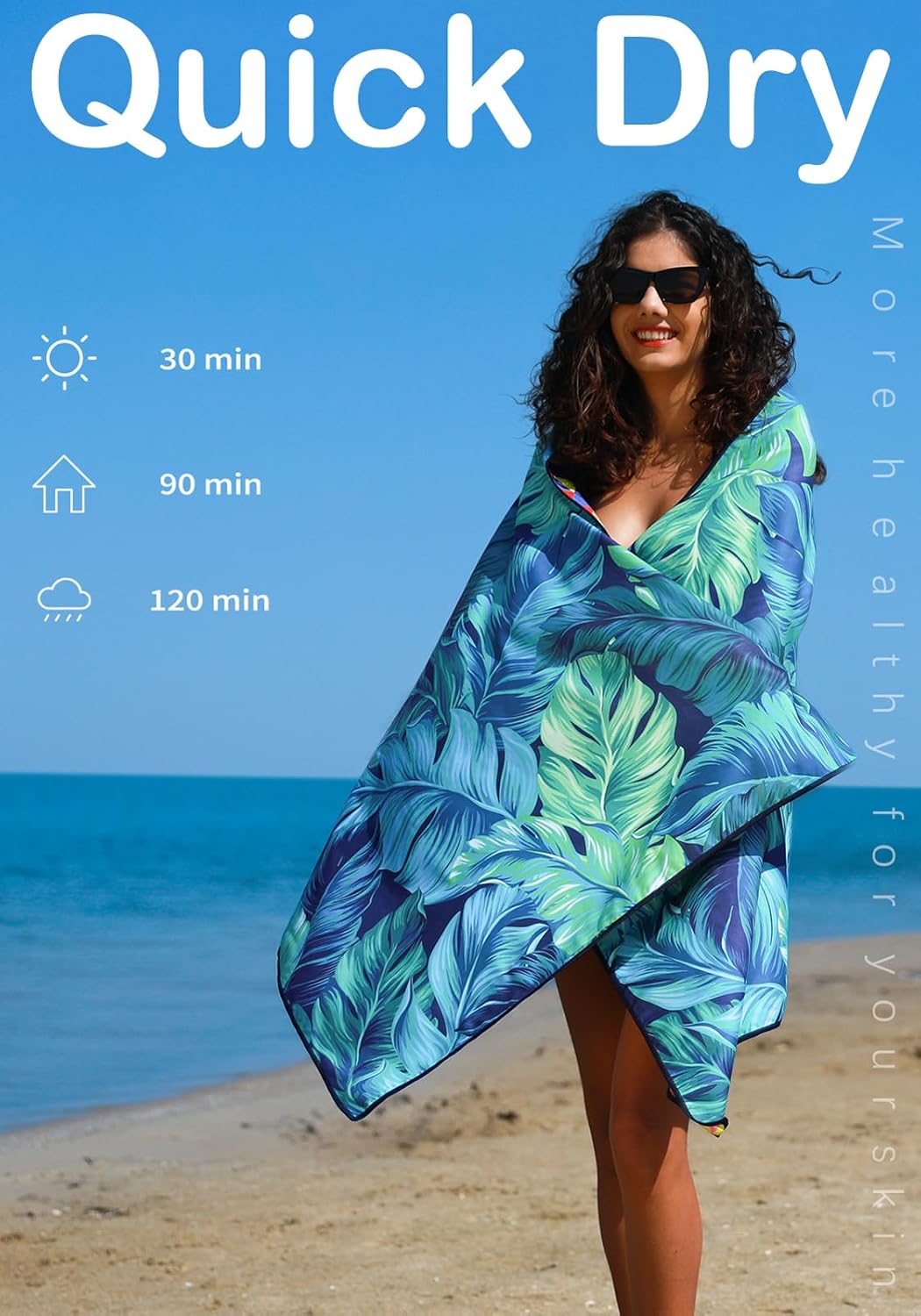 4 Pack Microfiber Lightweight Beach Towel Sand Free Quick Dry Absorbent Thin Compact Towels for Swimming Pool Camping Beach Accessories Large Easy Pack Travel Things for Vacation Essentials Gift