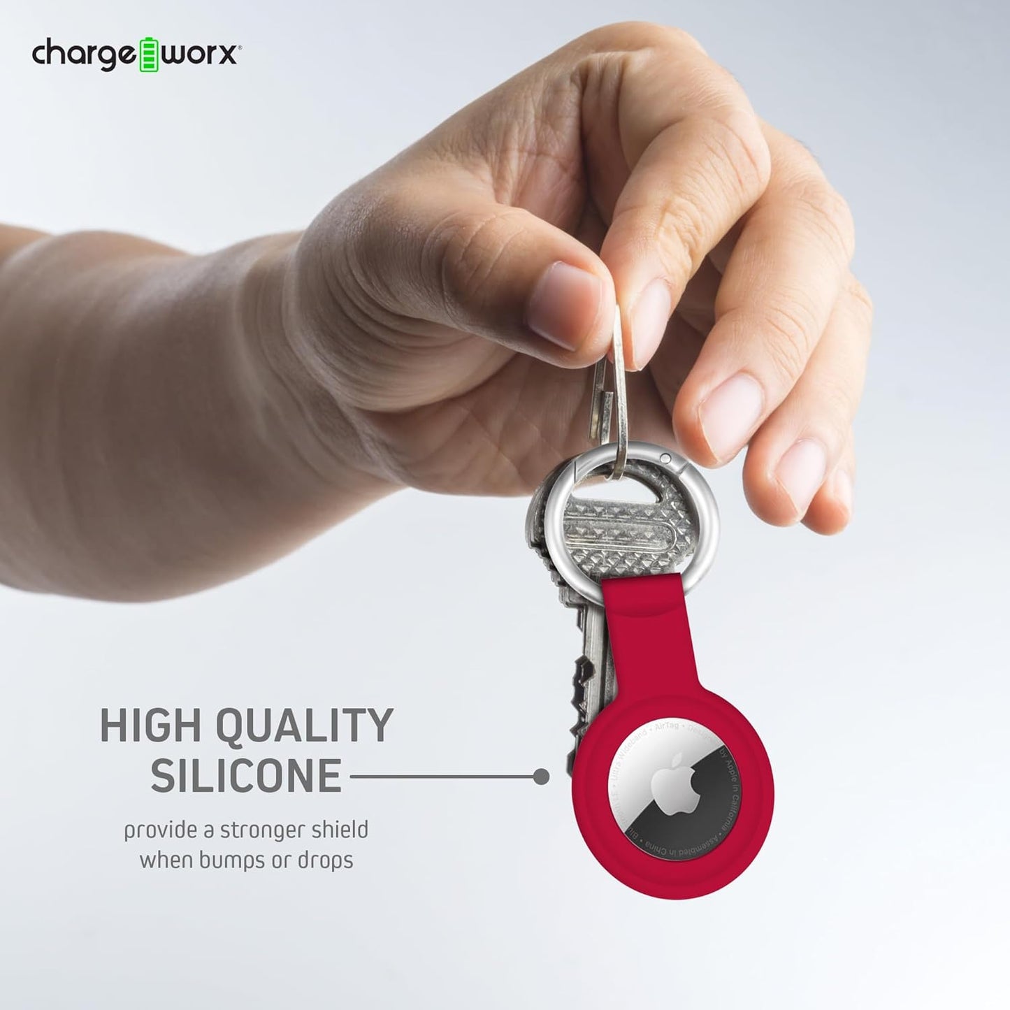 CHARGEWORX Air Tag Holder 4-Pack – Silicone Protective Keychain Holders for Apple Air Tags