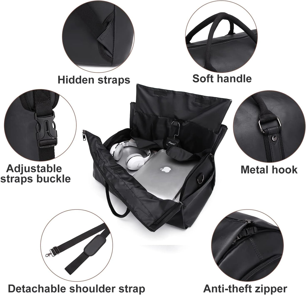 seyfocnia Convertible Travel Garment Bag,Carry on Garment Duffel Bag for Men Women - 2 in 1 Hanging Suitcase Suit Business Travel Bag