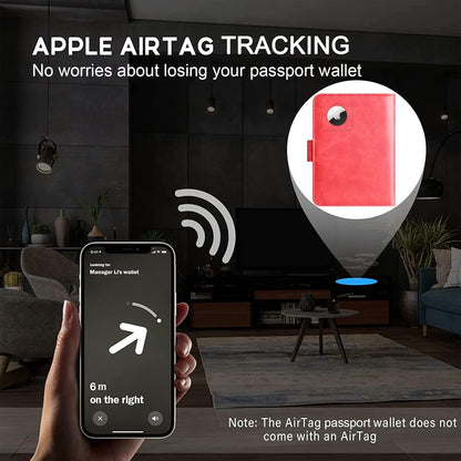 Airtag Passport Holder Cover Wallet Travel Essentials Leather Rfid Blocking Case Vacation Luggage Must Haves Travel Accessories for Men Women (117#Red)