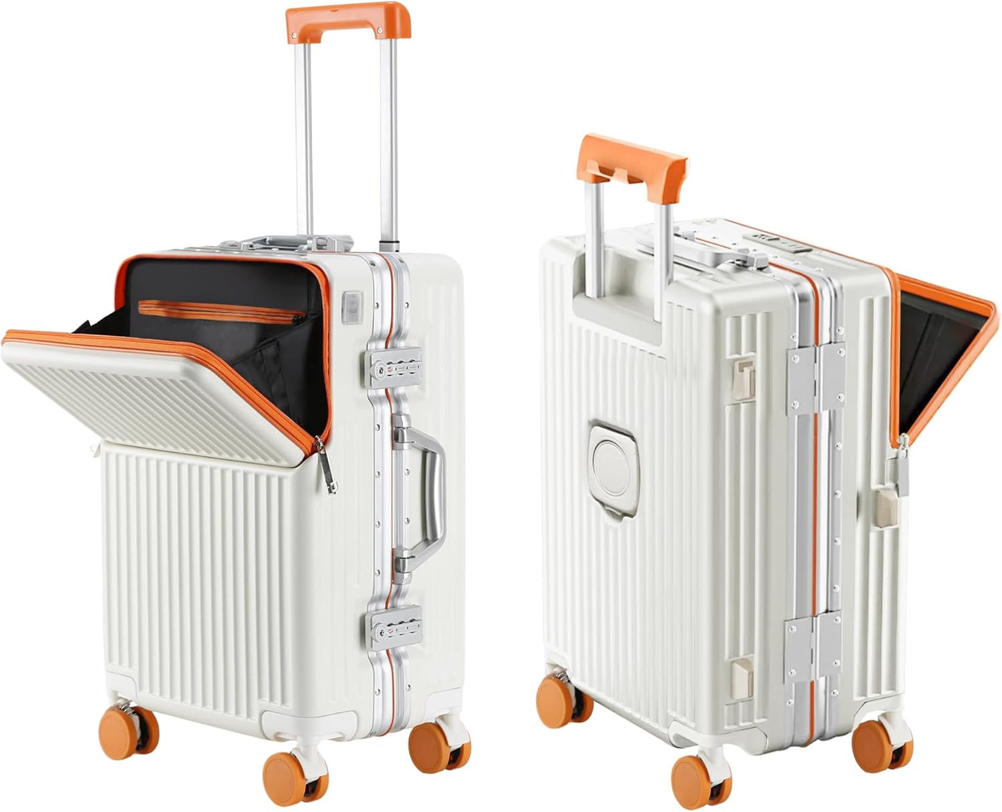 Hard Shell Luggage 24 Inch Travel Luggage, Carry-On Luggage Spinner TSA with Lid, PC+ABS Aluminum Frame，Lightweight Travel Luggage 20'' 24'' 26'' Carry-On (orange, 24 inch)