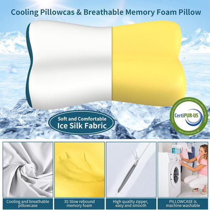 Cervical Neck Pillow for Pain Relief, Contour Memory Foam Pillows for Sleeping, Ergonomic Pillow Orthopedic Cooling Pillow Bed Pillow Neck Support for Side Back Stomach Sleepers