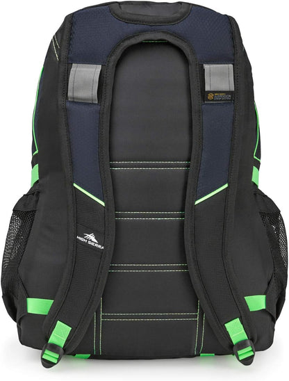 High Sierra Loop Backpack, Travel, or Work Bookbag with tablet sleeve, One Size, Midnight Blue/Black/Lime