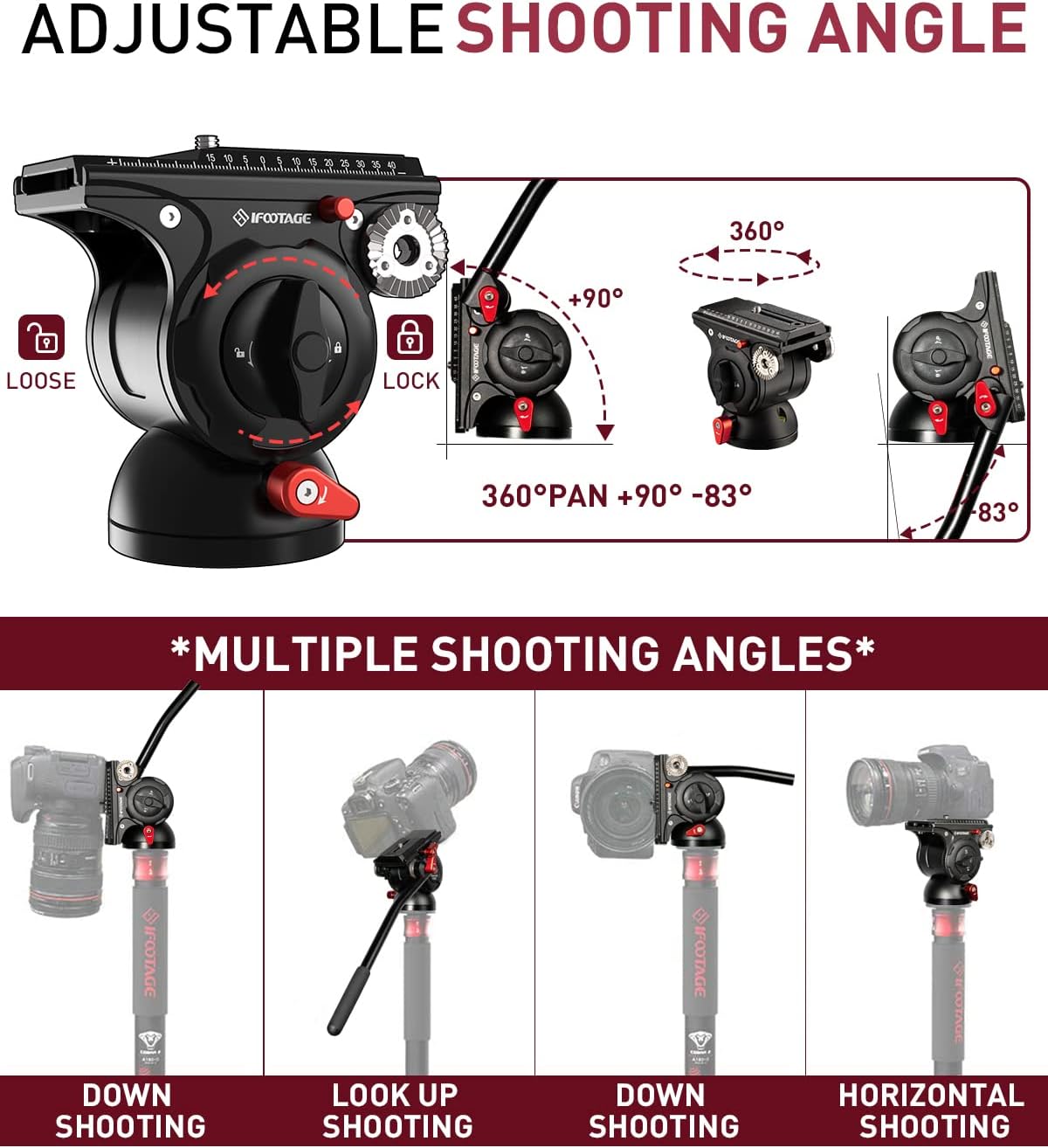 IFOOTAGE Cobra 3 Monopod with Pedal C180F-P with Fulid Head K5S,Carbon Fiber Monopod for Camera,DSLR,Minipod Base-P Pedal Lock Design Tripod,Payload up to 17.6lbs/8KG,Max. Height 71"/180cm