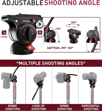 IFOOTAGE Cobra 3 Monopod with Pedal C180F-P with Fulid Head K5S,Carbon Fiber Monopod for Camera,DSLR,Minipod Base-P Pedal Lock Design Tripod,Payload up to 17.6lbs/8KG,Max. Height 71"/180cm