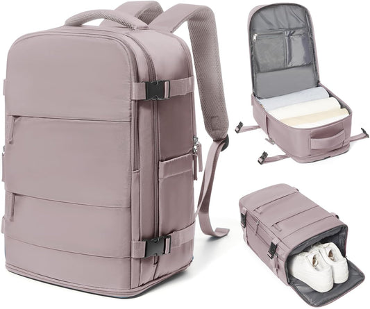 coowoz Travel Backpack Carry On for Women Man Gym Backpacks with Laptop Compartment Mochila de Viaje Teacher Personal Item Backpack Rucksack Airplane Accessories Must Haves Lotus Pink Small