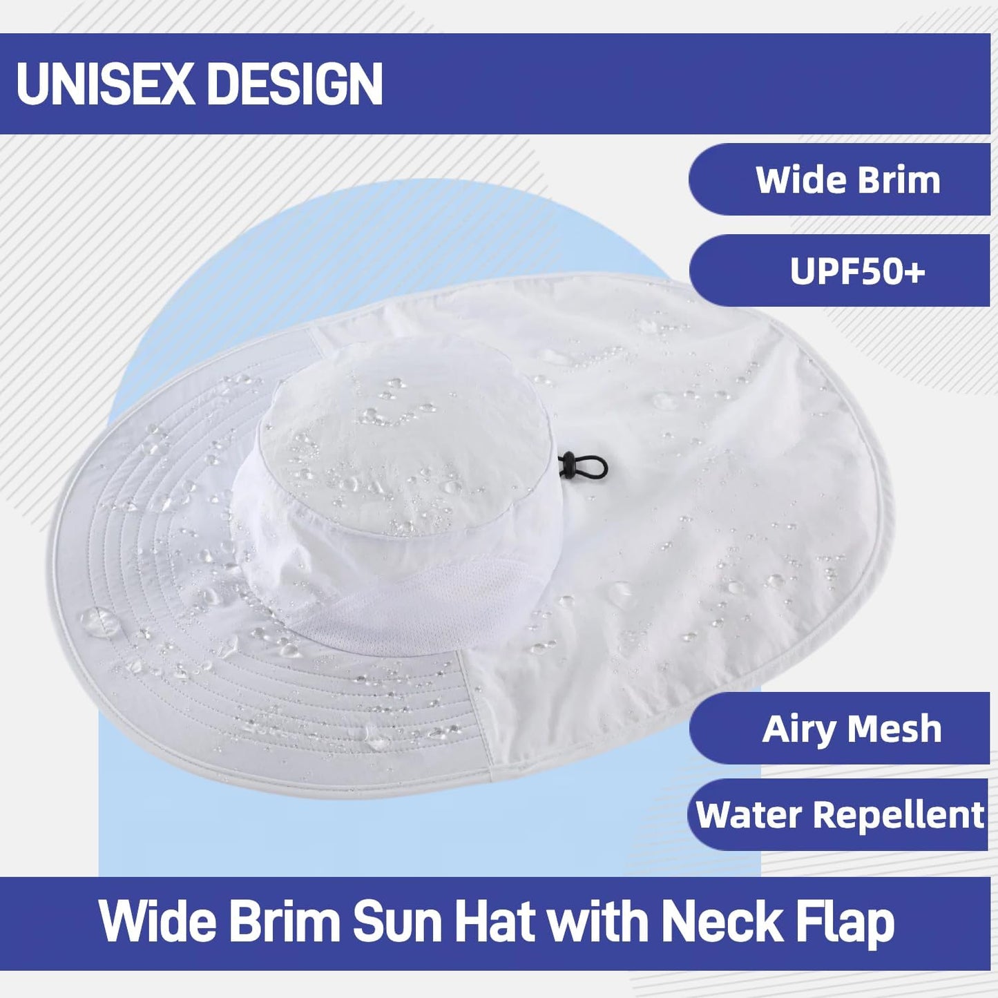 Home Prefer Outdoor UPF50+ Sun Hat Wide Brim Mesh Fishing Hat with Neck Flap