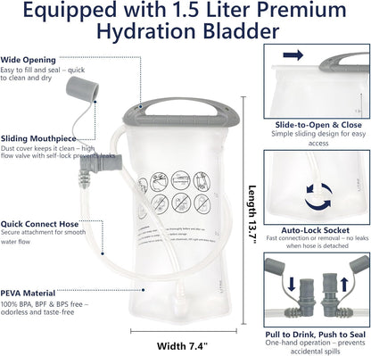 Zavothy Hydration Running Vest for Men & Women – Lightweight 1.5L Hydration Pack with Phone Pockets, Water Bottle Holders, Reflective Strips, Rain Cover – Trail Running, Cycling, Marathon