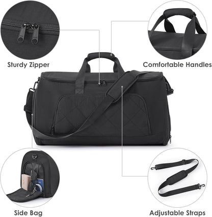 Rolling Garment Bag for Travel,Duffle Garment Bag with Wheels and Shoe Compartment for Men and Women,3 in 1 Suit Dress Bags with Wheels（Black）