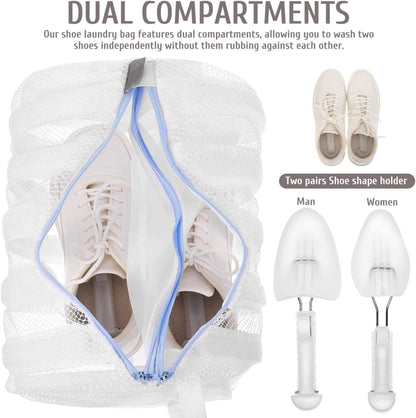 Mesh Shoe Laundry Bag with Stretcher for Washer and Dryer - Reusable Cleaning Bag Protects Shoes and Washing Machine, Ideal for Sneaker Cleaning and Storage