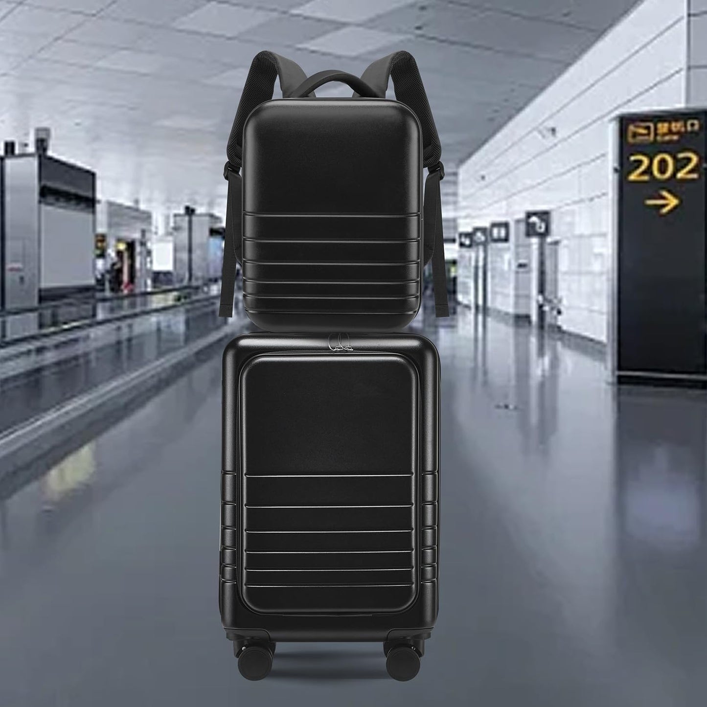 SOKOK Carry On Travel Backpack Waterproof Business Backpack Expandable with Laptop Compartment and Charging, Hardshell Computer Backpack for Men and Women, Black