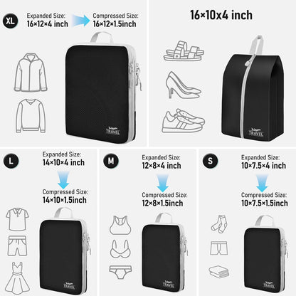 4-Piece Packing Cube Set - Lightweight Luggage Organizers for Travel, Vacation and Suitcases - Durable Accessories with Compression