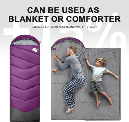 Sleeping Bags for Adults Cold Weather,Portable, Waterproof,Lightweight Sleeping Bag for Tall Girls Boys with Compression Sack for Warm Camping, Hiking, Outdoor & Indoor