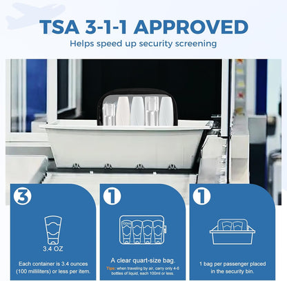 Moyad TSA Approved Clear Toiletry Bag, 2 Pack Quart Size 3-1-1 Liquids Pouch for Travel, Transparent Makeup & Cosmetic Organizer for Women Men, Black