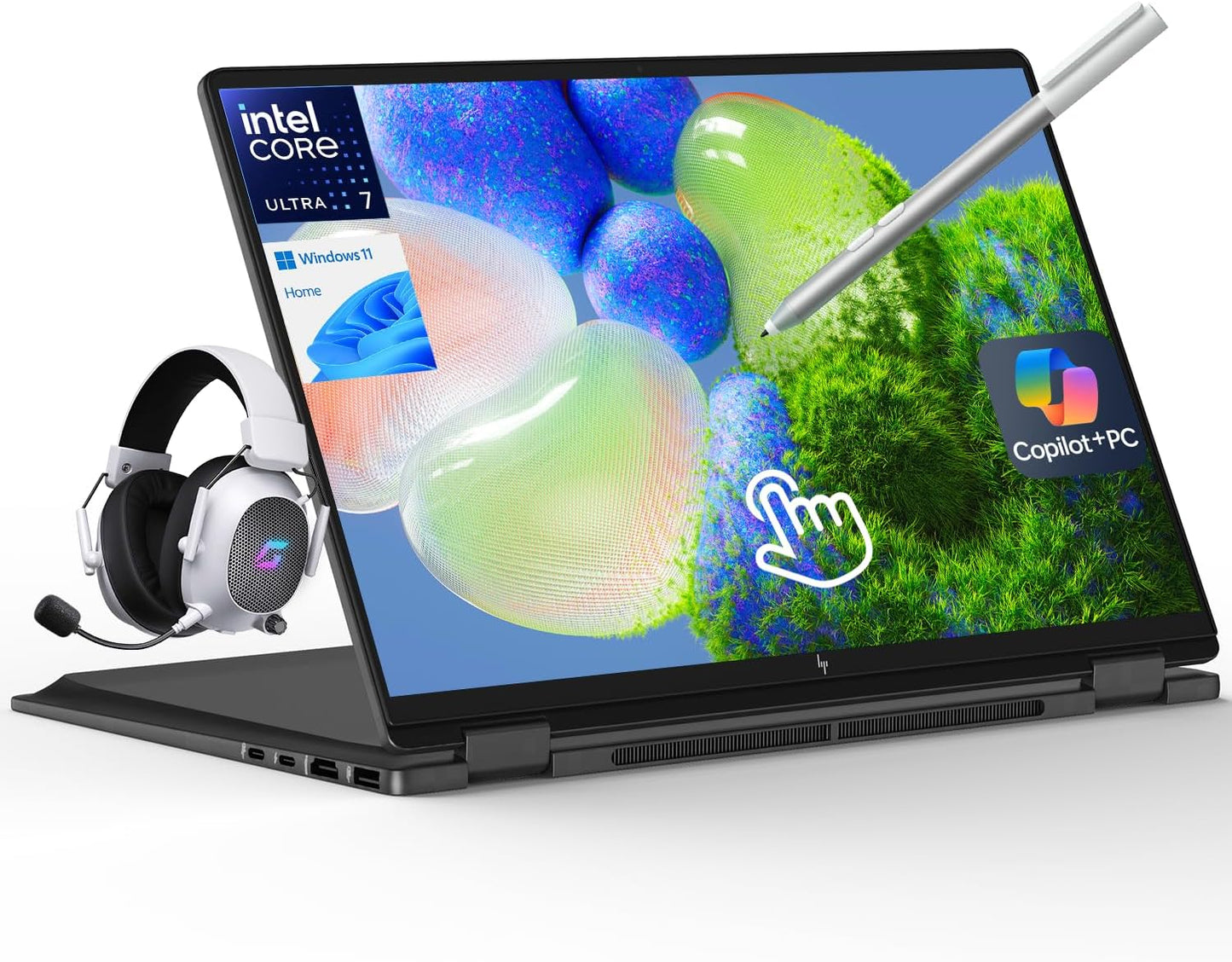 HP OmniBook X Flip 16 2-in-1 Laptop: 16" FHD+ Touchscreen, Intel Core Ultra 7 (NPU 47 Tops), 16GB RAM, 1TB SSD, Intel Arc 140V GPU, Copilot+ PC, Eclipse Gray, W/Pen Accessories, Windows 11