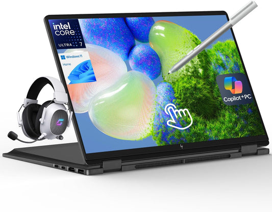 HP OmniBook X Flip 16 2-in-1 Laptop: 16" FHD+ Touchscreen, Intel Core Ultra 7 (NPU 47 Tops), 16GB RAM, 2TB SSD, Intel Arc 140V GPU, Copilot+ PC, Eclipse Gray, W/Pen Accessories, Windows 11