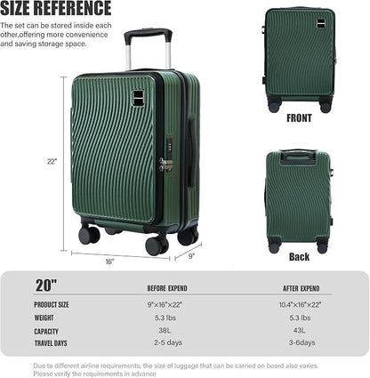 buy 0ne get 0ne free! 20 Inch Expandable Carry on Luggage PC Hard Shell TSA - Image 5