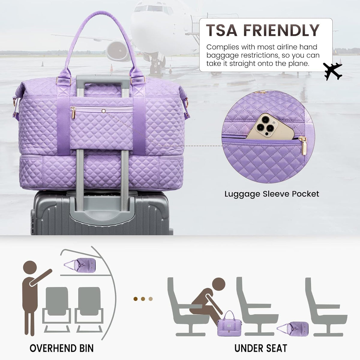 LOVEVOOK Travel Duffle Bag,Weekender Bags for Women with Shoe Compartment，Carry on Overnight Bag with Toiletry Bag,Gym Duffel Bag with Wet Pocket, Hospital Bags for Labor and Delivery