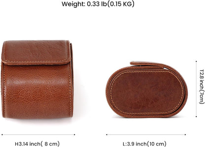 JOYIR Single Watch Roll for Travel | Genuine Leather Watch Pouch Case with Pillow | Portable Protective Sleeve for Men & Women | Ideal Gift for Watch Lovers, Father's Day