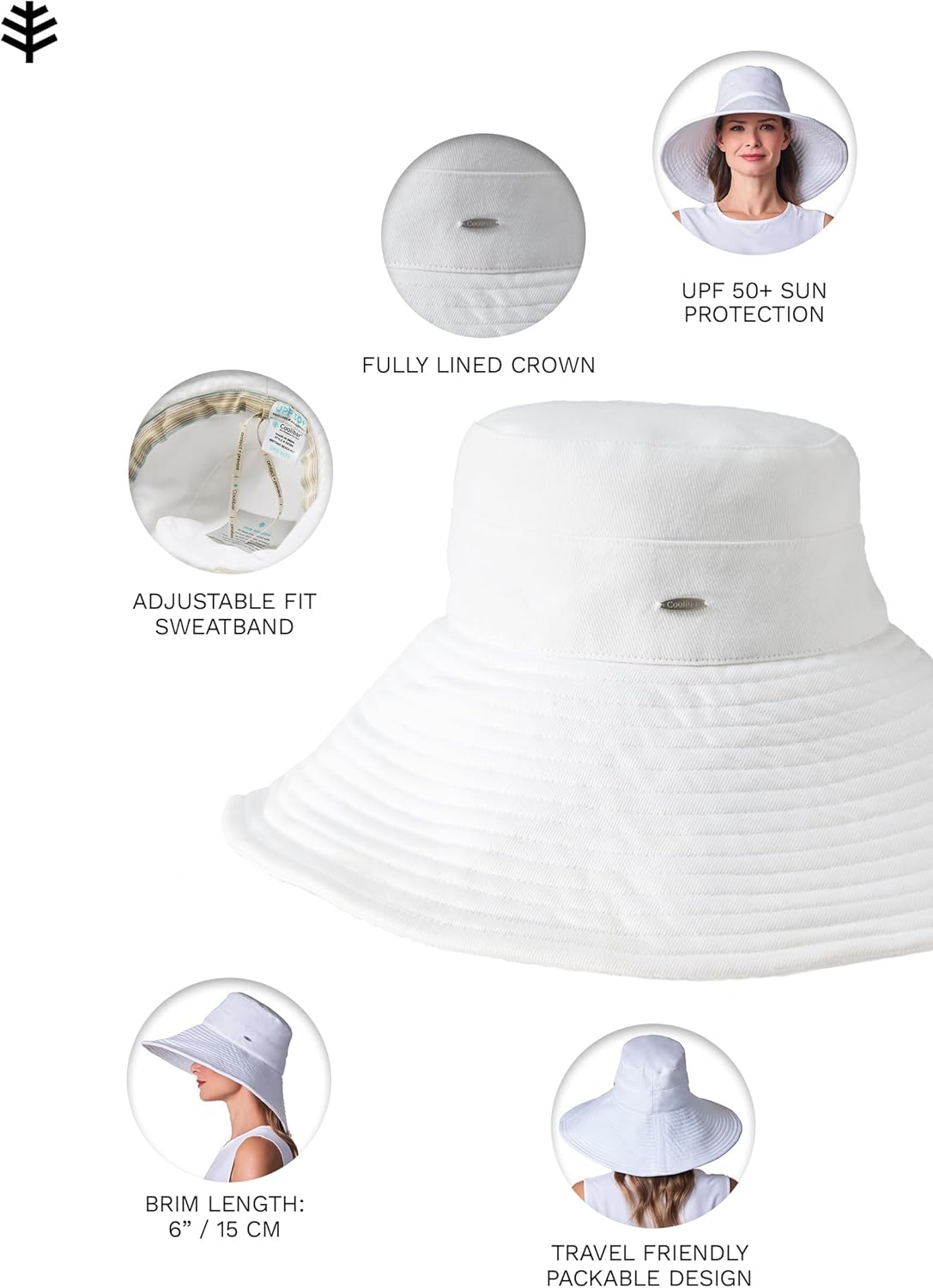 Coolibar UPF 50+ Women's Brittany Beach Hat - Sun Protective White