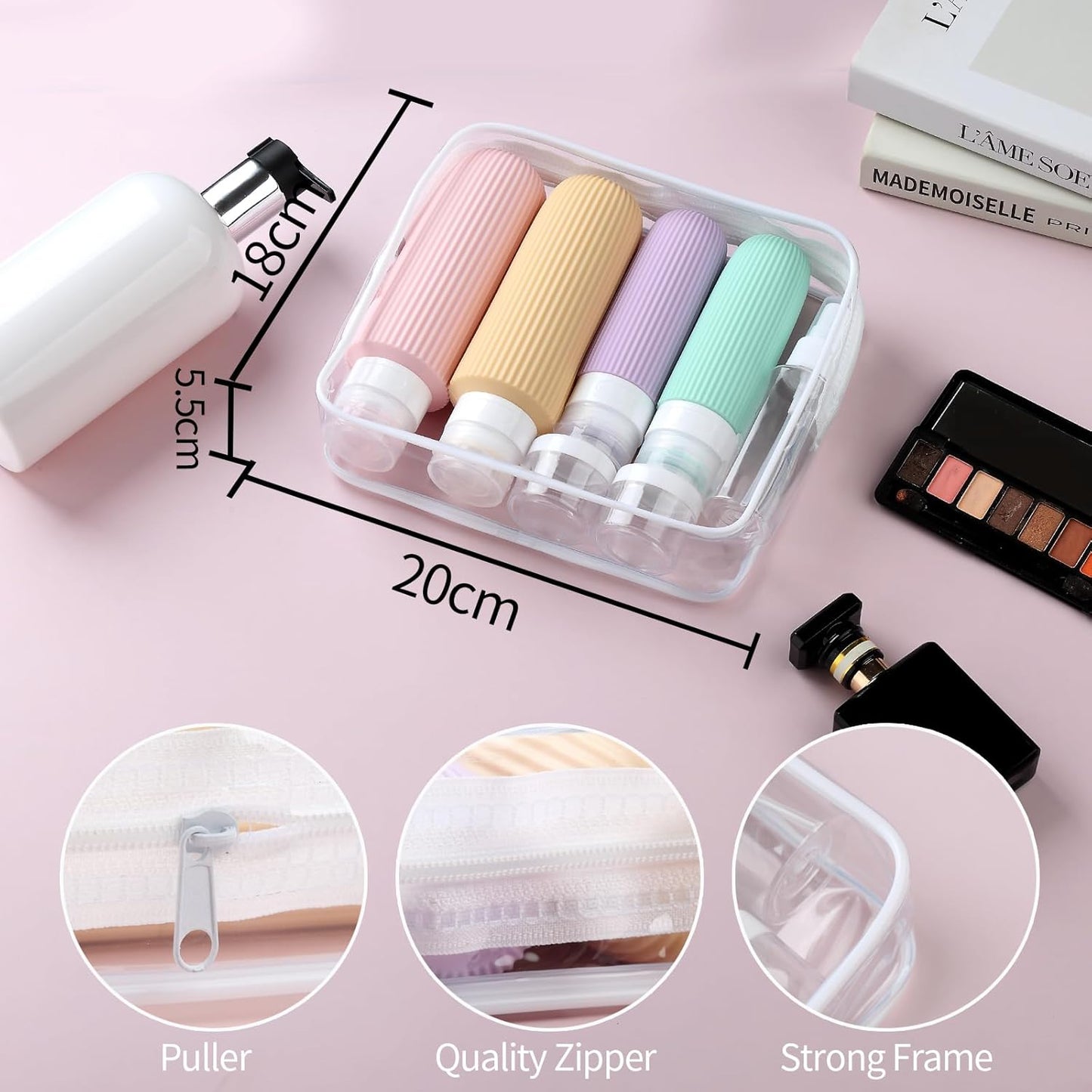 16 Pack Travel Bottles for Toiletries, Large 6oz Silicone Travel Containers jar for Toiletries, Leak Proof Refillable Liquid Shampoo And Conditioner Travel Essentials toiletry Bottles