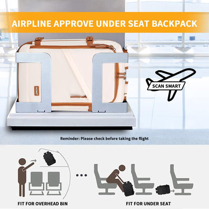 Kono Carry on Backpack, 16" Airplane Approved Under Seat Travel Backpack for Men and Women, Waterproof Lightweight Daypack for Flight 20L, White/Brown