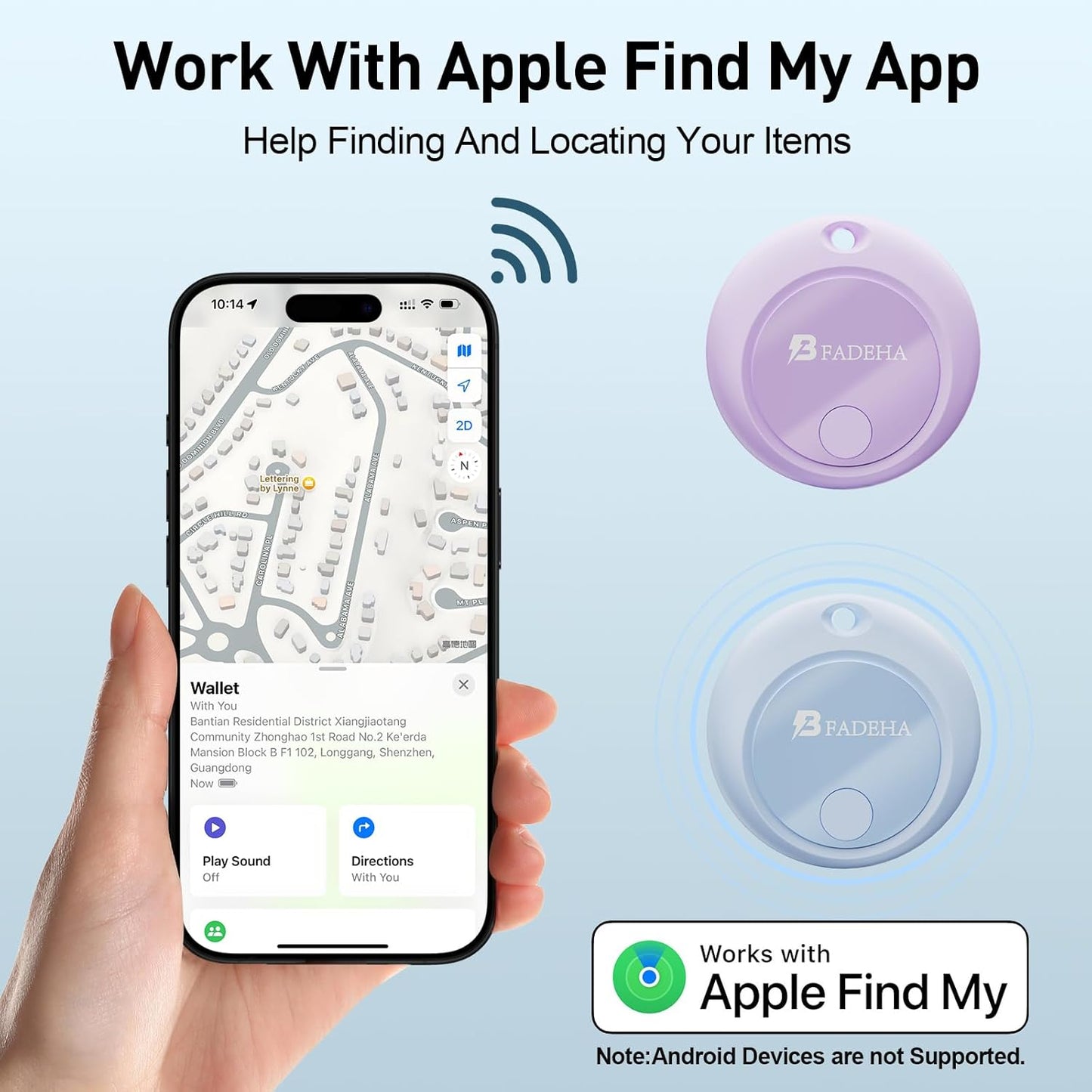 2025 [Apple MFi Certified] (iOS Only) Bluetooth Tracker Smart Finder for Apple Find My, iPhone Card Wallet Finder GPS Tracker, 5-10 Years Battery, Keys Finder and Item Locator for Keys, Bags, Passport