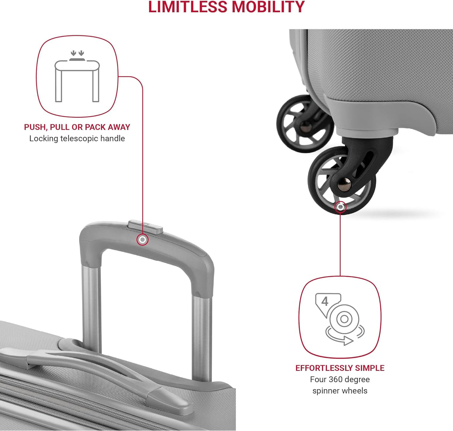 SwissGear 7366 Hardside Expandable Luggage with Spinner Wheels, Grey, 2-Piece Set (19/27)