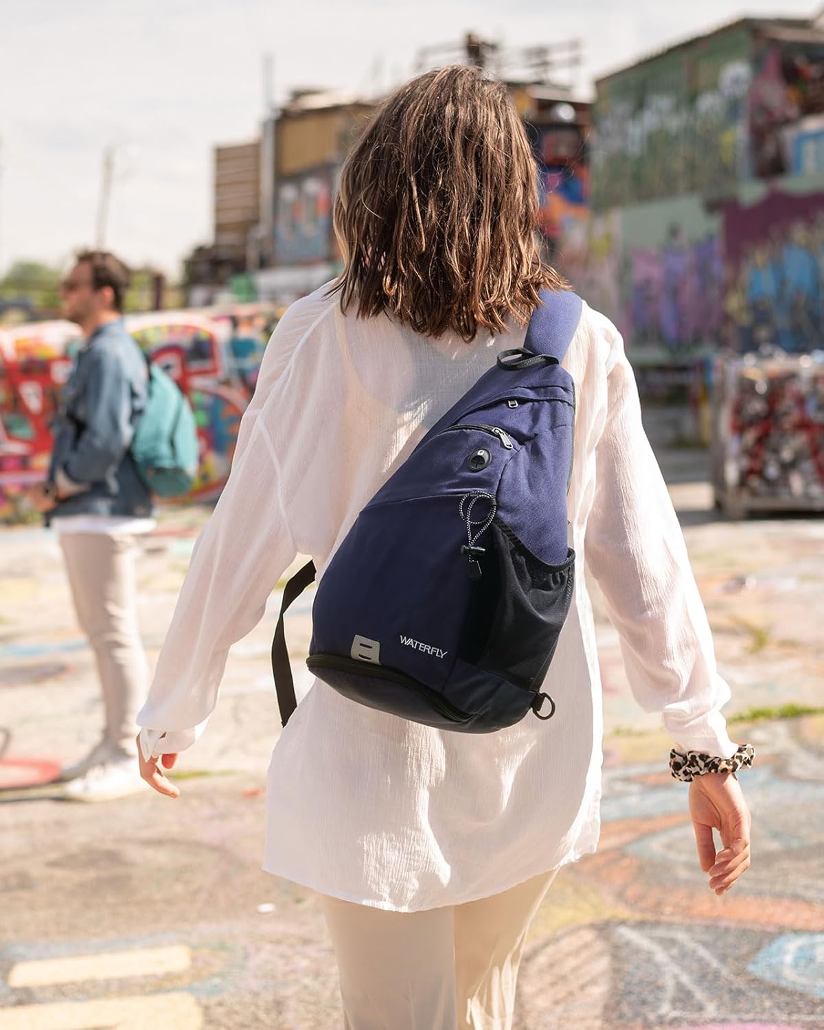 WATERFLY Large Crossbody Sling Bag: Over Shoulder Backpack Daypack Casual Cross Chest Side Pack