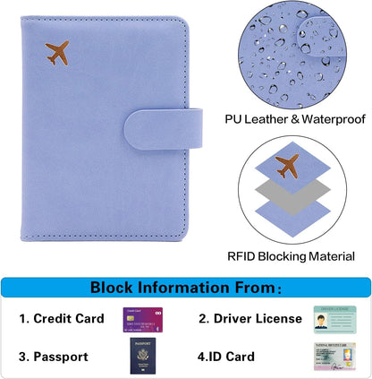 Melsbrinna Premium Leather Passport Holder Covers Case, Waterproof Rfid Blocking Travel Wallet Passport Holder with Pen Holder, Cute Passport Book for Women/Men