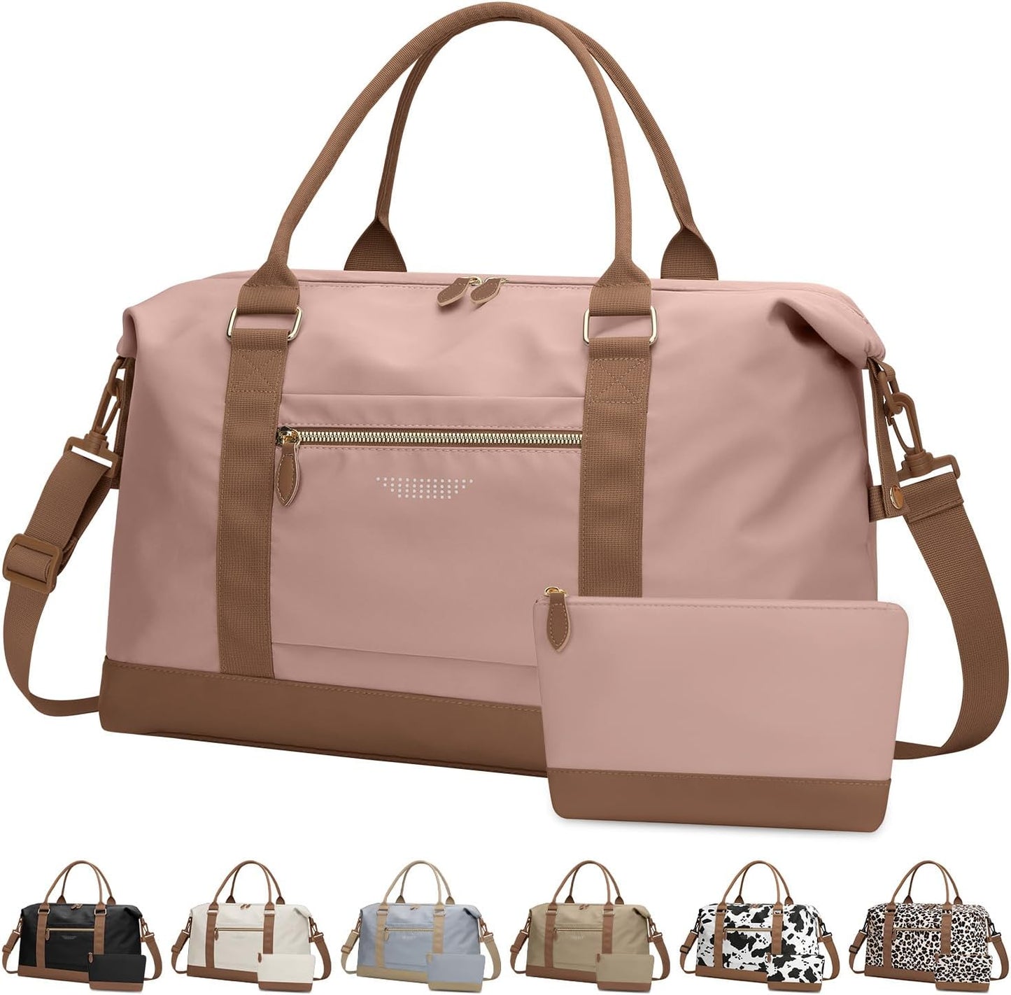 Travel Duffle Bag for Women, Weekender Bags, Hospital Bag for Labor Delivery, Lightweight Tote Duffel Overnight Bag with Luggage Sleeve, Airplane Travel Bags with Toiletry Bag, Large, Pink