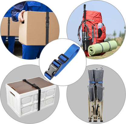 Buckle with Clips, Adjustable Nylon Straps with Buckle, Packing Strap, Blue 4 Pack (6’x1)