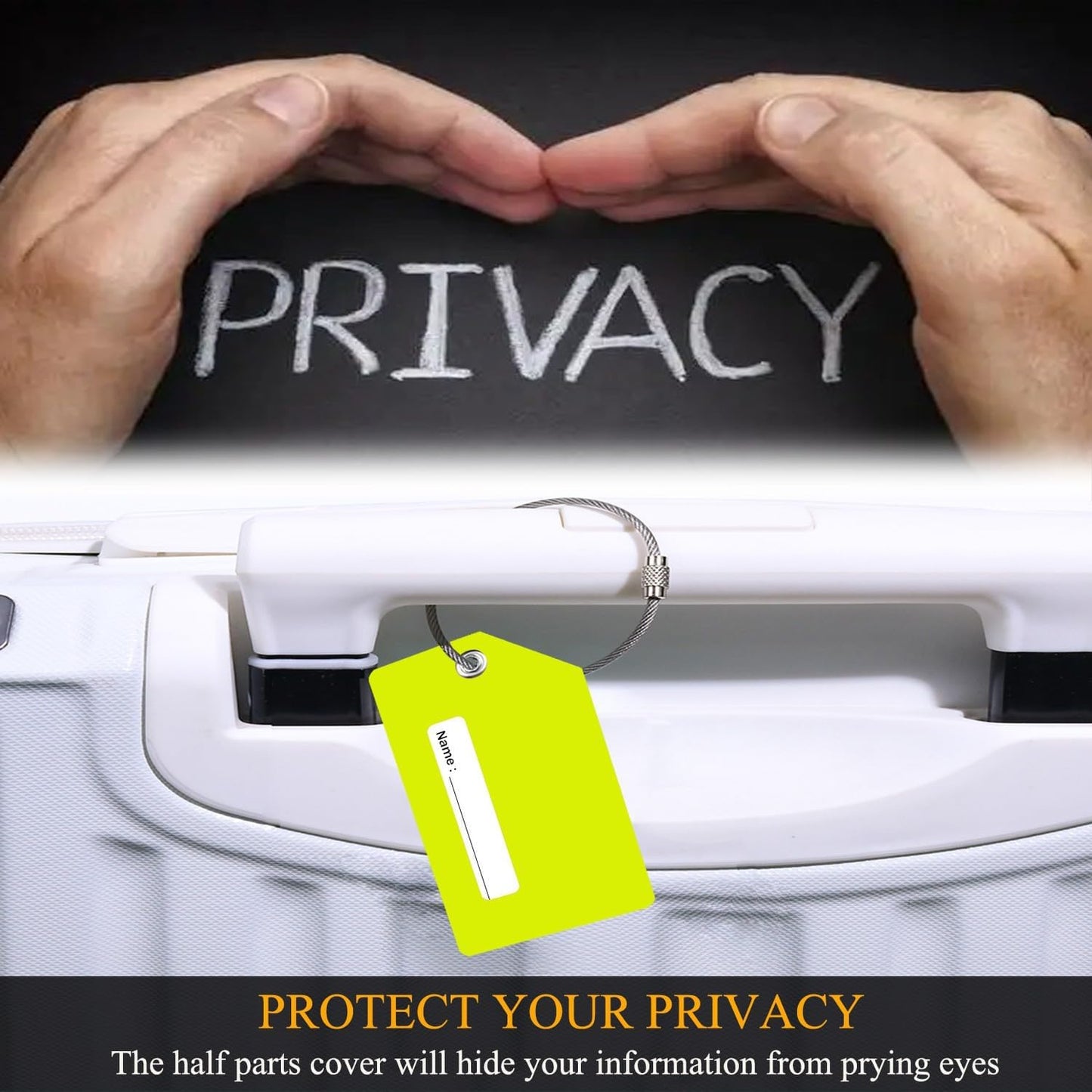 7 Pack Silicone Luggage Tag for Suitcases with Name ID Card, TSA Approved, Privacy Protection Travel Suitcase Tags (Grass Green)